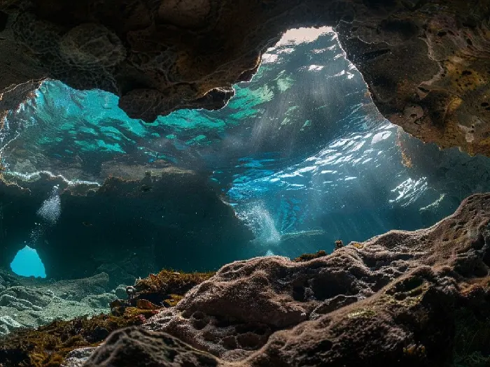 Geheime Höhle vom Wasser aus